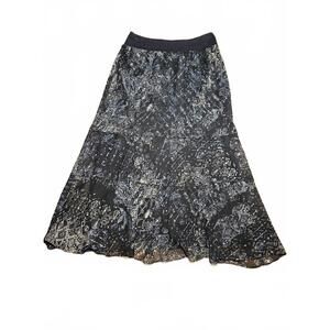 Nic + Zoe Flowy Black Patterned Maxi Skirt - Size M